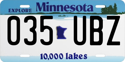MN license plate 035UBZ