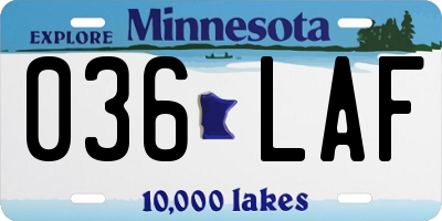 MN license plate 036LAF