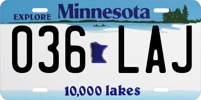 MN license plate 036LAJ