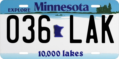 MN license plate 036LAK