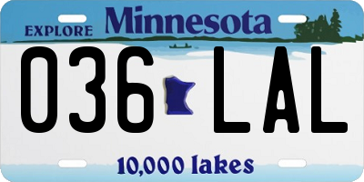 MN license plate 036LAL