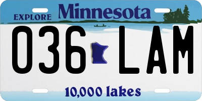 MN license plate 036LAM