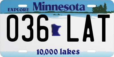 MN license plate 036LAT