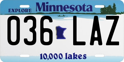 MN license plate 036LAZ