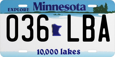MN license plate 036LBA