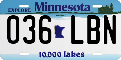 MN license plate 036LBN
