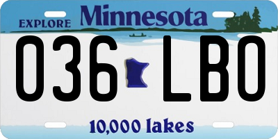 MN license plate 036LBO