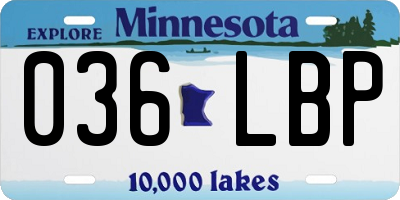 MN license plate 036LBP
