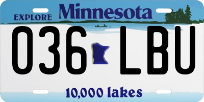 MN license plate 036LBU