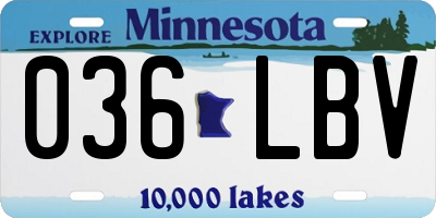MN license plate 036LBV