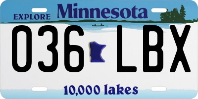 MN license plate 036LBX