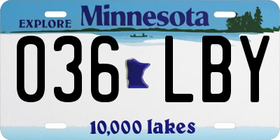 MN license plate 036LBY
