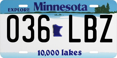 MN license plate 036LBZ