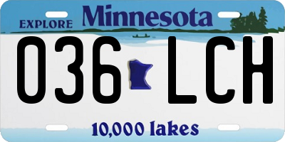 MN license plate 036LCH