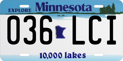 MN license plate 036LCI