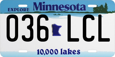 MN license plate 036LCL