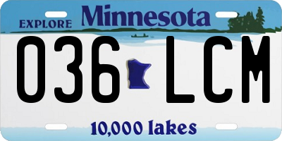 MN license plate 036LCM