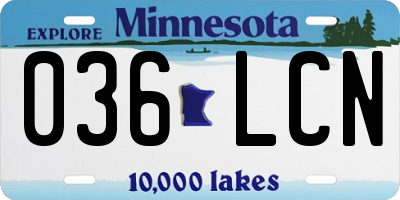 MN license plate 036LCN