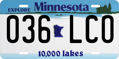 MN license plate 036LCO