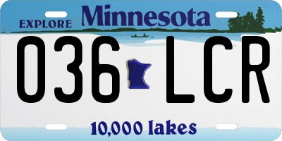 MN license plate 036LCR