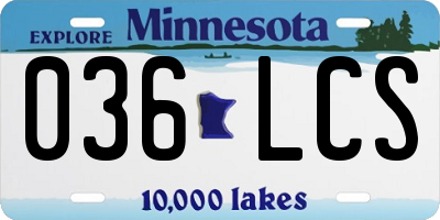 MN license plate 036LCS