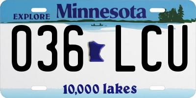 MN license plate 036LCU
