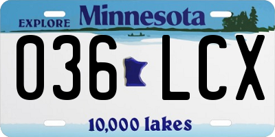 MN license plate 036LCX