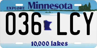 MN license plate 036LCY