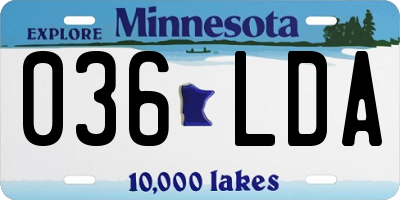 MN license plate 036LDA