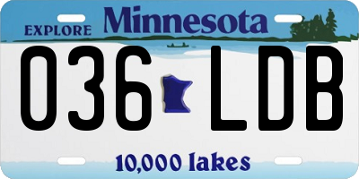 MN license plate 036LDB