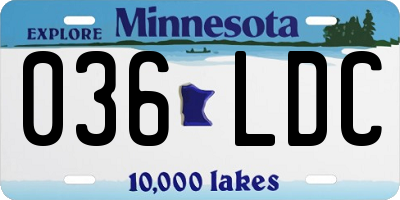 MN license plate 036LDC