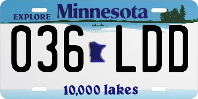 MN license plate 036LDD
