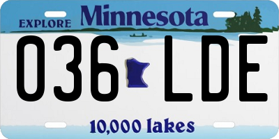 MN license plate 036LDE
