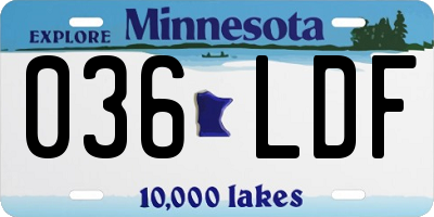 MN license plate 036LDF