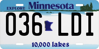 MN license plate 036LDI