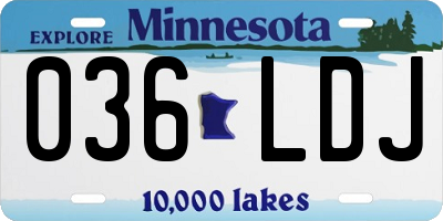 MN license plate 036LDJ