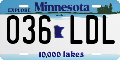 MN license plate 036LDL