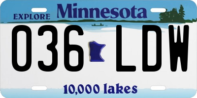 MN license plate 036LDW