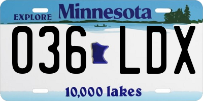 MN license plate 036LDX