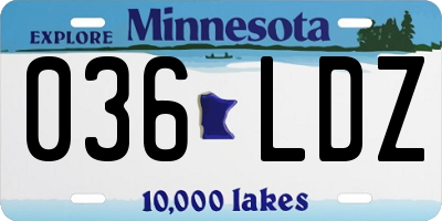 MN license plate 036LDZ