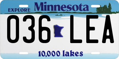 MN license plate 036LEA