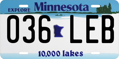 MN license plate 036LEB