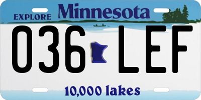 MN license plate 036LEF