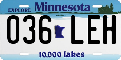 MN license plate 036LEH