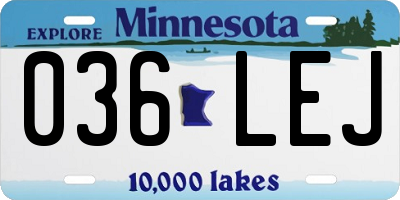 MN license plate 036LEJ