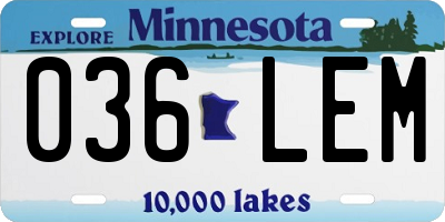 MN license plate 036LEM