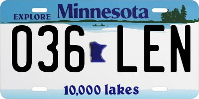 MN license plate 036LEN