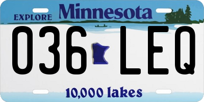 MN license plate 036LEQ