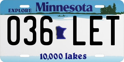 MN license plate 036LET
