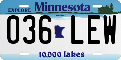 MN license plate 036LEW